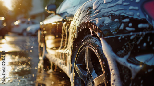 Car washing process.