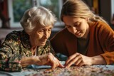 Mother and Daughter Bonding Over Jigsaw Puzzle - Leisure Activity and Happiness in Retired Years