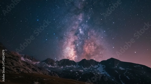 Night sky stars. Milky way across mountains landscape, stock photo © Shani work
