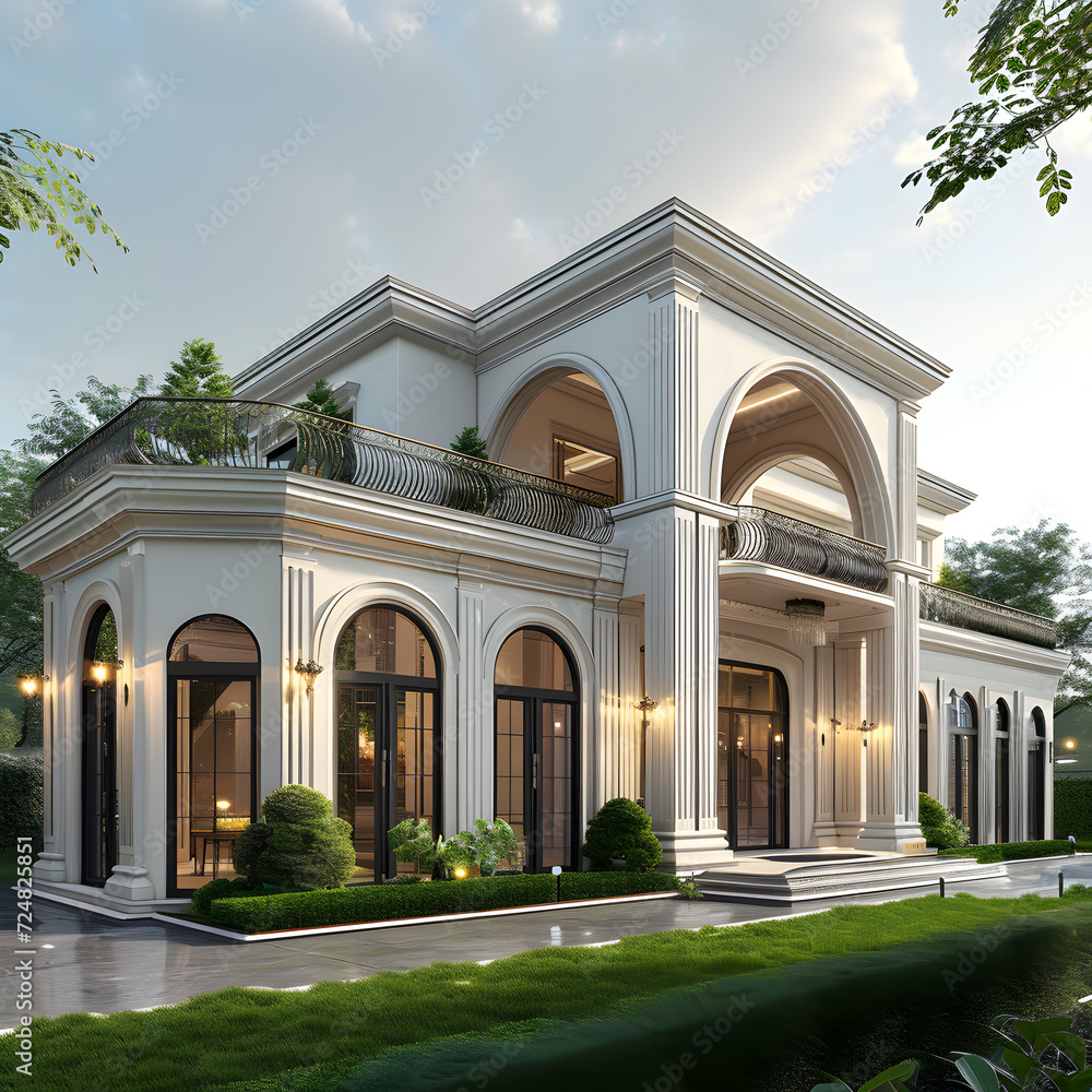 Design mockup in white and color of luxury house.