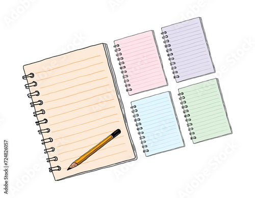 notebook. scribble colorful notebooks. hand drawn spiral notebook