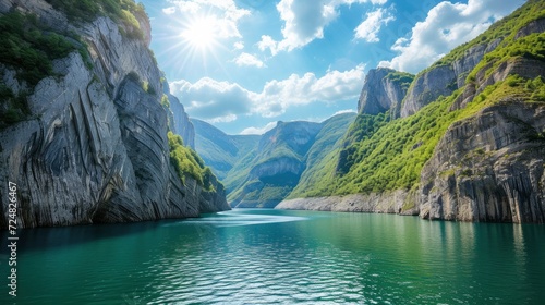The Piva Canyon with its fantastic reservoir, stock photo photo