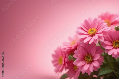Vibrant pink flowers in a lovely bouquet on a pink background for special occasions.