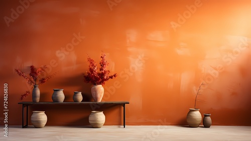 A warm terracotta solid color background