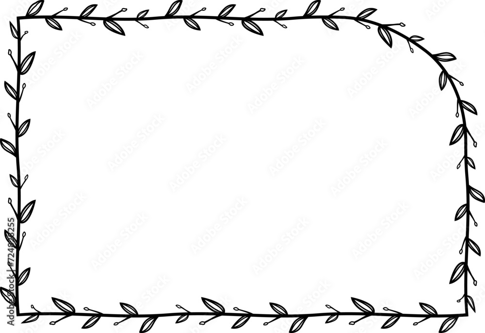 Obraz premium Round Single Corner Rectangle shape Flower wreath frame leaf vector floral border picture frames Branch laurel botanical silhouette black elements decoration greeting wedding frames