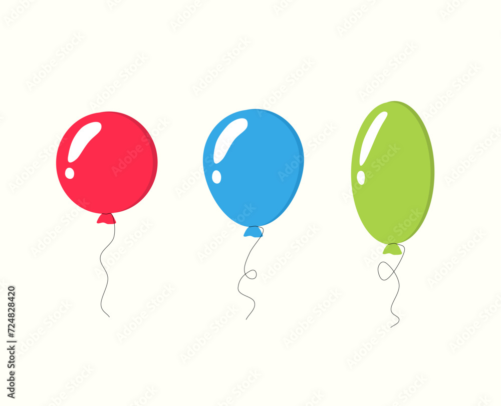 set of colorful birthday balloons set of colorful birthday balloons