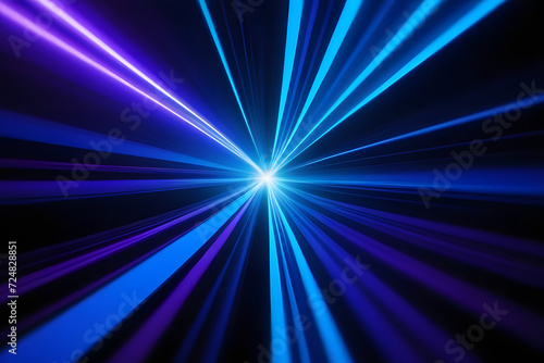 Mesmerizing Geometric Pattern of Vibrant Blue and Purple Laser Beams on Mysterious Dark Background