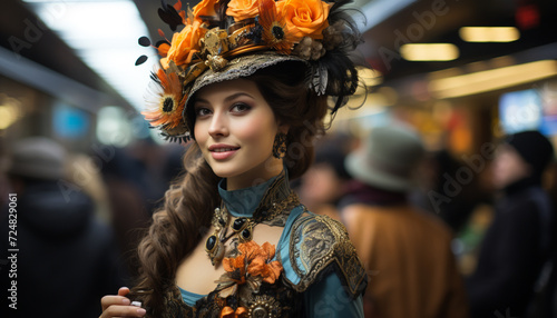 Smiling women in traditional clothing at cultural festival generated by AI