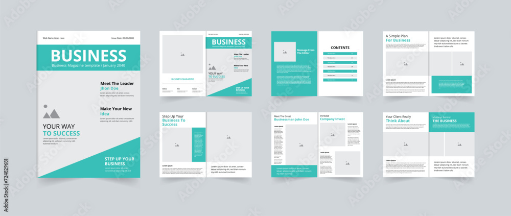Business Magazine template design with creative layout 12 pages design