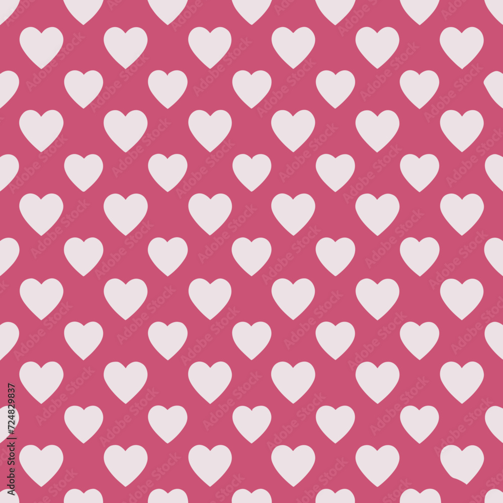 Vector illustration of red hearts on a pink background. Romantic and affectionate design for Valentine’s Day or love themed graphics, Simple, Flat Style
