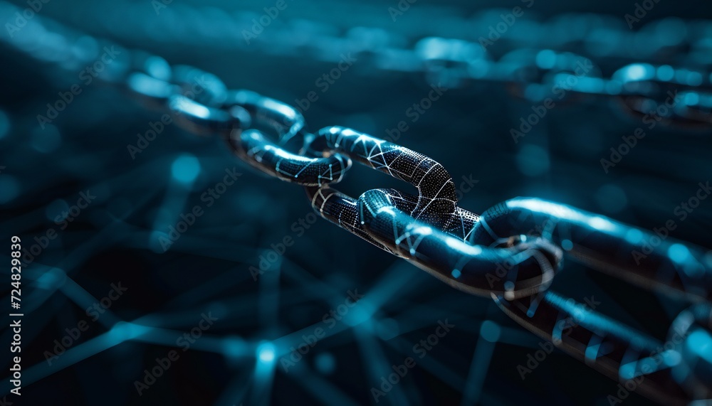 Blockchain concept with digital chain Blockchain concept with digital chain