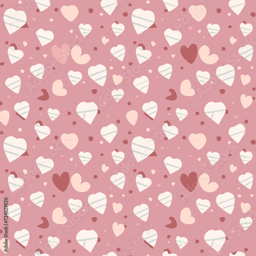 Vector illustration of red hearts on a pink background. Romantic and affectionate design for Valentine’s Day or love themed graphics, Simple, Flat Style 