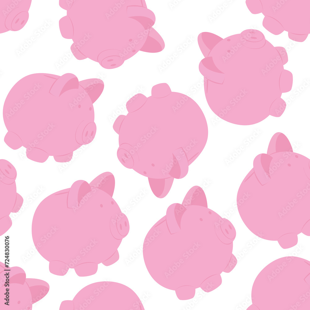 piggy bank seamless pattern. White background. Financial concept piggy bank seamless pattern. White background. Financial concept