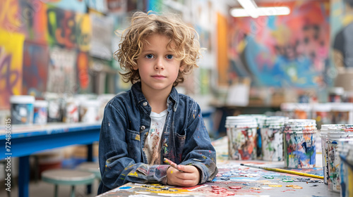Les arts plastiques dans une classe d'école avec des enfants