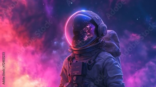 a photo of the astronaut in the space field, in the style of psychedelic color schemes, warmcore photo