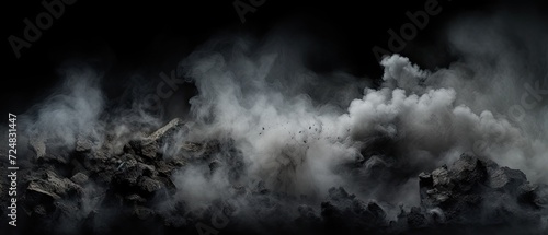 a close up image of a white and black steam and mud on a dark black background