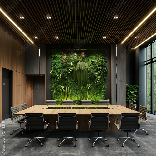 Green instalation in modern luxury conference office photo