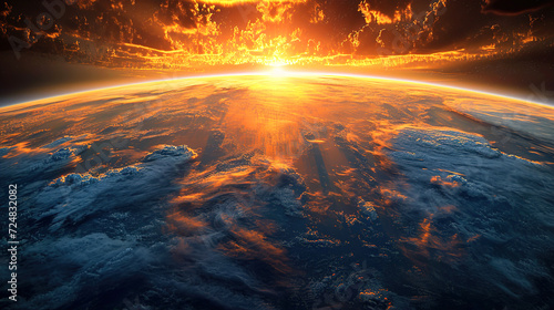Captured from Space, Orbital Marvel Earth's Sunrise , Showcasing the Spectacle of the Sun's Golden Rays  © S-Rika