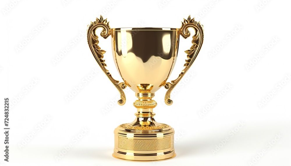 First place gold trophy cup, isolated on white. First place gold trophy cup, isolated on white.