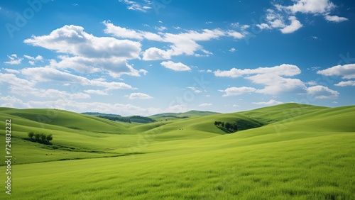 Breathtaking High-Depth Landscape: Rolling Green Hills and Majestic Mountains