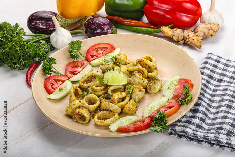 Grilled squid with lime and vegetables Grilled squid with lime and vegetables
