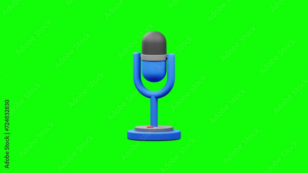 3D microphone pop up animation with green screen background 3D microphone pop up animation with green screen background