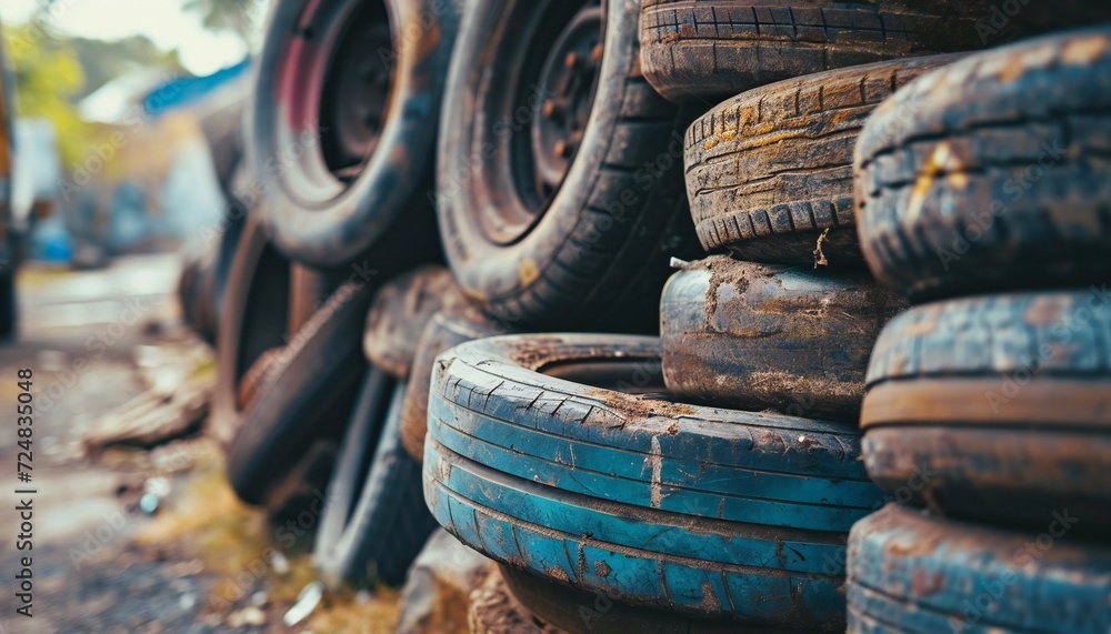 Stack of used car wheels... Stack of used car wheels...