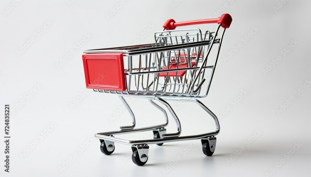 Supermarket shopping cart isolated on white.