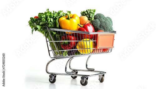 Supermarket shopping cart isolated on white.