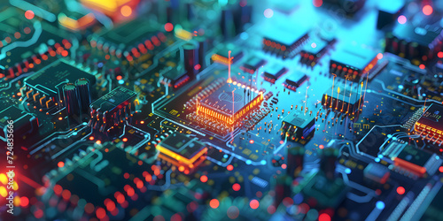 Circuit board closeup. Technology background