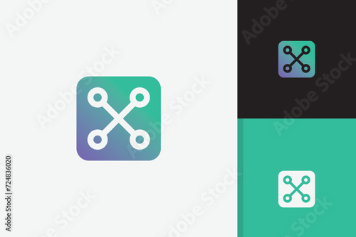 x technology logo design vector template