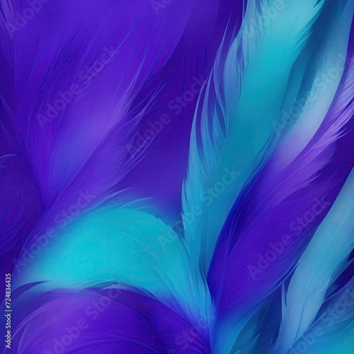 Stylish Cyan and Purple Soft Feathers Background