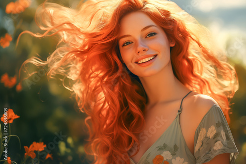 Portrait of beautiful smiling woman in nature