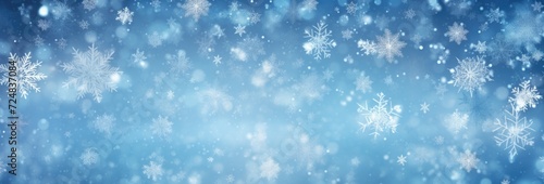 white snowflakes falling on a blue background © usman