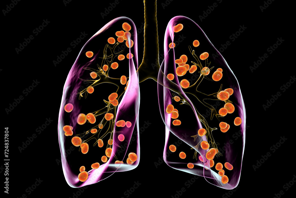 Lung histoplasmosis, 3D illustration Lung histoplasmosis, 3D illustration