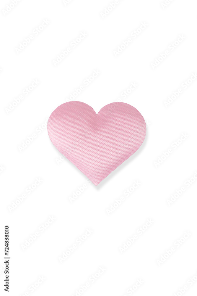 pink fabric heart on white background