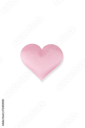 pink fabric heart on white background