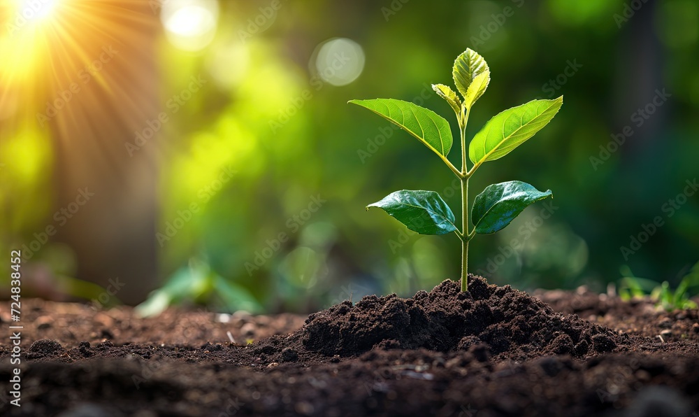 Young tree seedling on a blurry nature background. Young tree seedling on a blurry nature background.