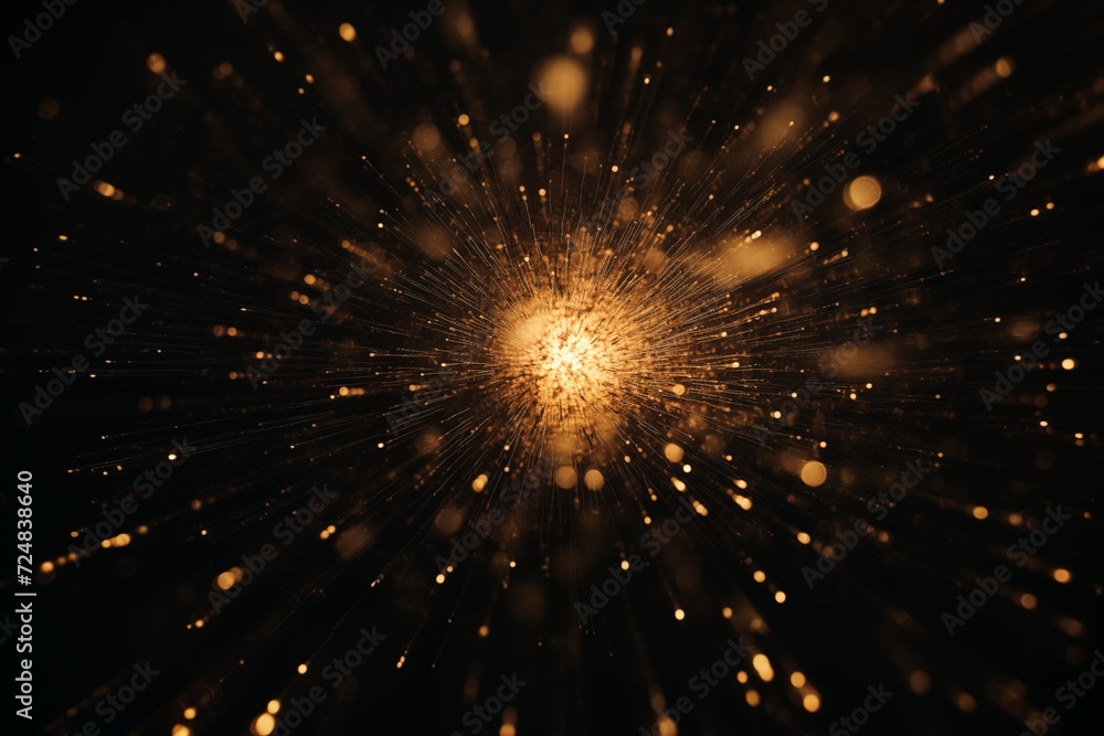 Obraz premium Golden Bokeh Lights on Dark Background