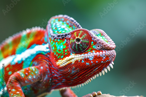 Closeup of a chameleon in the nature