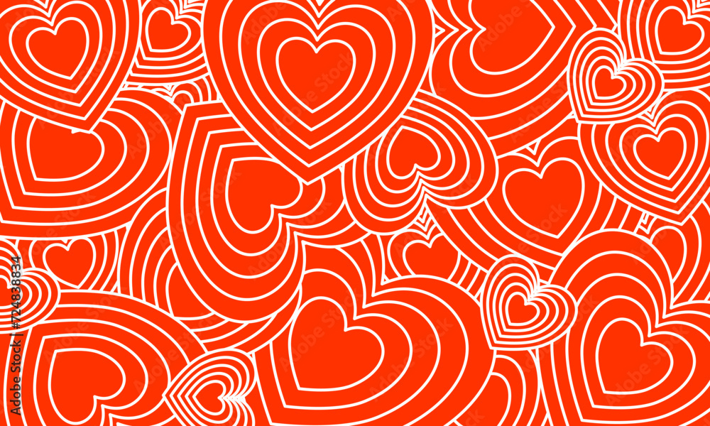 Abstract red background with hearts. Valentine’s concept.