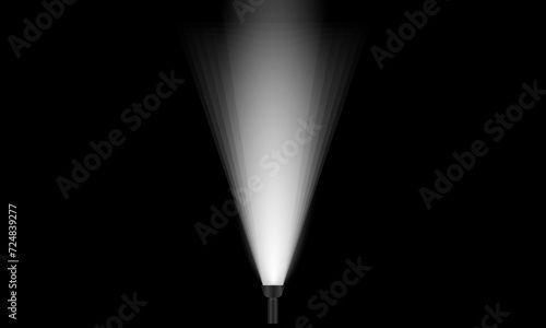  flashlight black background vector. spotlight ray on stage dark room
