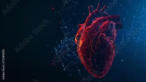 Human heart polygonal technology heart background