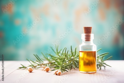 tea tree essential oil with tea tree sprigs