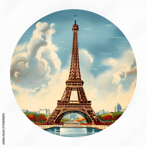 Eiffel Tower Watercolor Clipart, Paris Monument, Ai generative