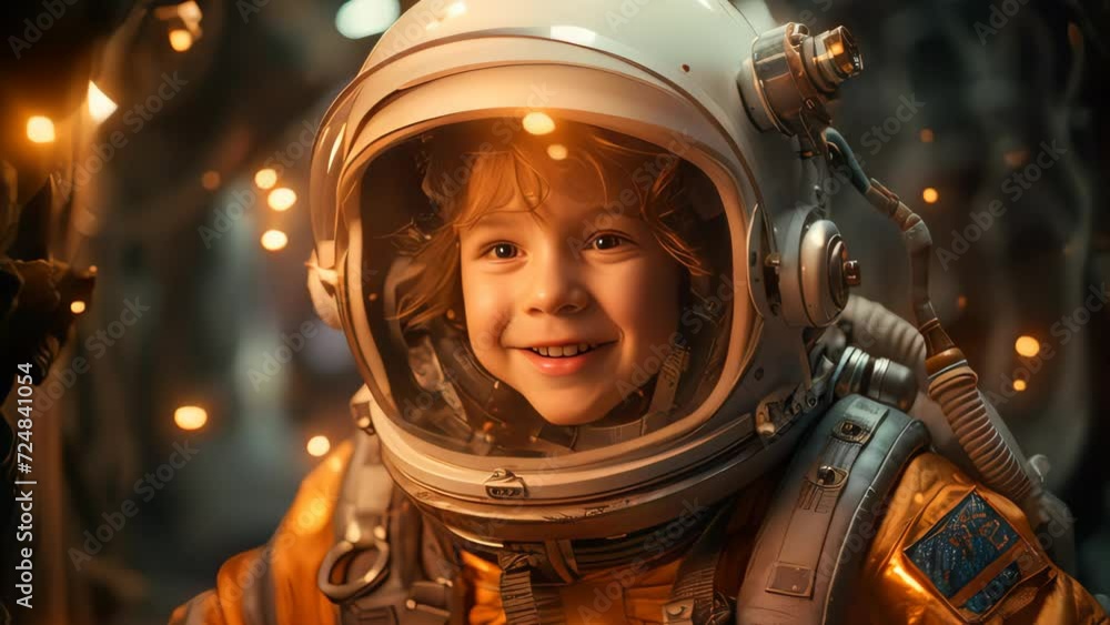 Dream job of astronaut kid abstract background. Generative ai. Dream job of astronaut kid abstract background. Generative ai.