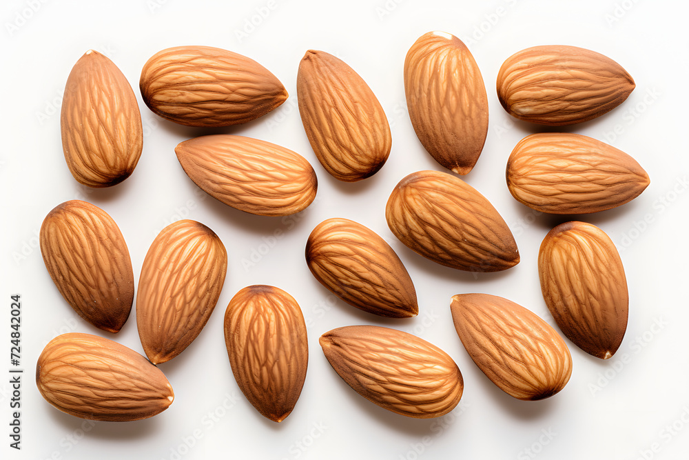 Almonds on a white background Almonds on a white background