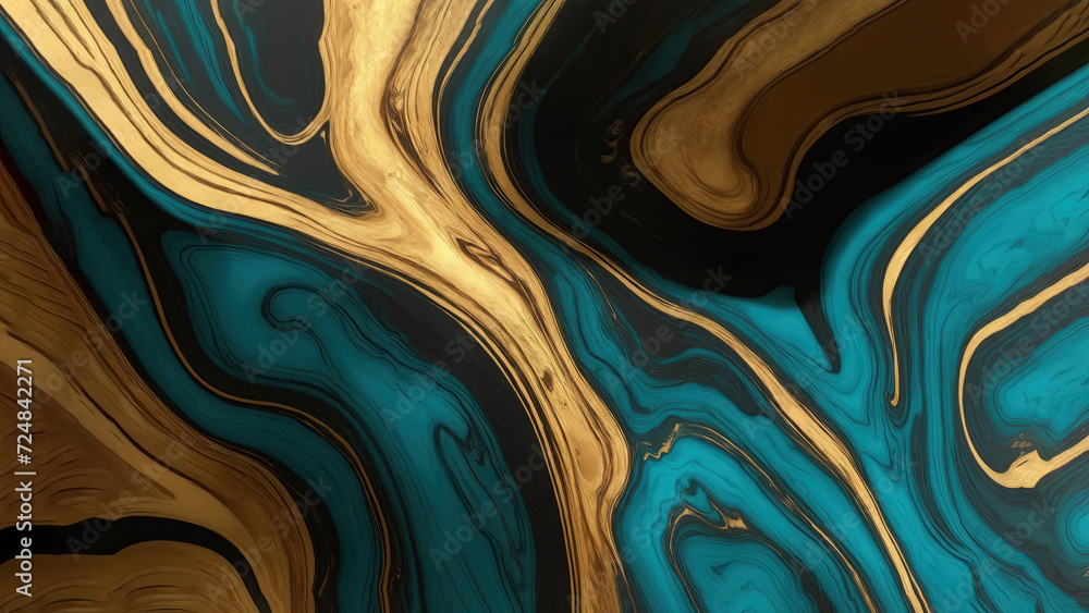 Obraz premium Majestic Brown Teal and golden gilded marble background