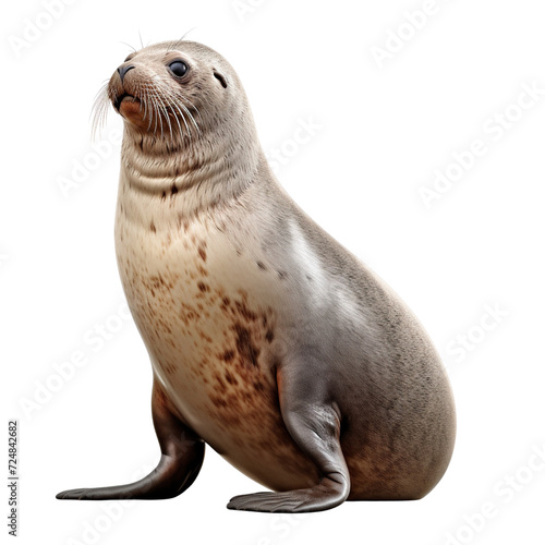 Funny Common seal, side view isolated on transparent or white background © Luckyphotos