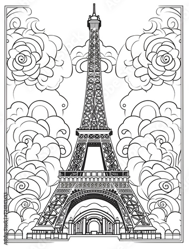 Wallpaper Mural Eiffel Tower Coloring Page, Paris Monument, Ai generative
 Torontodigital.ca